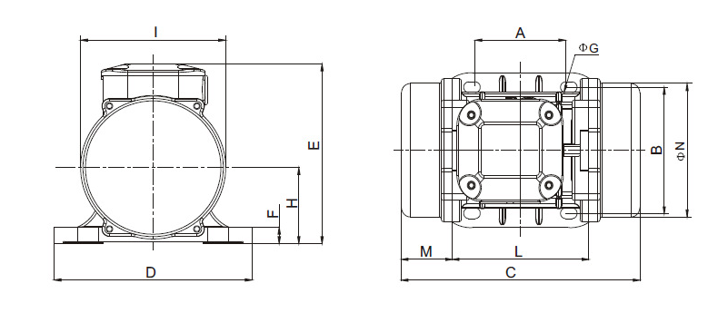 普田MVE振動電機(jī)尺寸圖 普田MVE振動電機(jī)尺寸圖