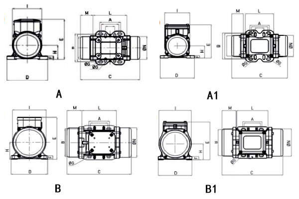 普田振動電機(jī)尺寸圖 普田振動電機(jī)尺寸圖